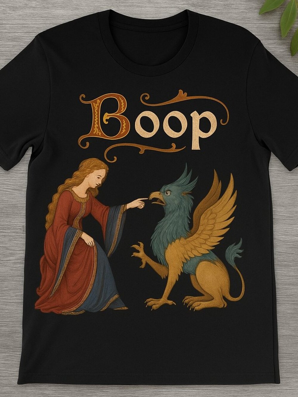Medieval Manuscript Griffin Boop Funny Graphic Tee - Renaissance Fair Shirt